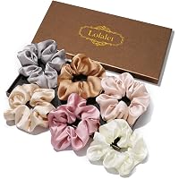 Framendino Haargummis Aus Seidensatin – Blumendruck, 5 Stück, Elastisch, Damen-Geschenkset