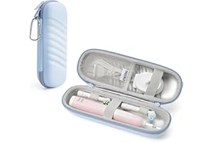 SQERO 2.0 Portaspazzolino elettrico da viaggio, compatibile con Oral B/Oral-B Pro/Philips Sonicare, custodia per spazzolino portatile, striscia obliqua, impermeabile, Blu, strisce