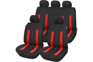 Upgrade4cars Fundas Asientos Coche Universales Negro Rojo | Universal Funda de Asiento para Delantero y Trasero