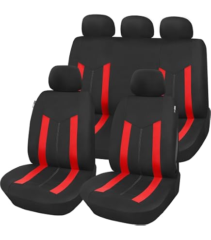 Coprisedili Auto Anteriori Impermeabili – Universali – Colore Rosso – Compatibili Con Airbag – Facili Da Pulire – Prodotto Nel Regno Unito - 5