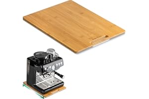 ANBOXIT Bamboo Appliance Slider, Sliding Tray for Kitchen Appliances, Countertop Rolling Tray, Coffee Maker Slider Tray with Rubber Wheels, Deep - Large (16"D x 12"W)
