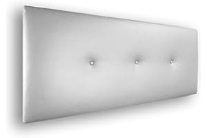 Silcar Home - Cabecero Silvi Tapizado, Estructura Madera, Hilera Botones Estilo Moderno - Fácil Instalación, Acolchado Confort - 115 cm, Polipiel Blanco