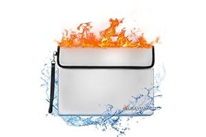 UBAYMAX Borsa per Documenti Ignifuga 34x24cm Impermeabile Borsa di Sicurezza Resistente al Fuoco Custodia Sicura Portadocumenti Protezione per Documenti Passaporto Oggetti di Valore Denaro Contanti