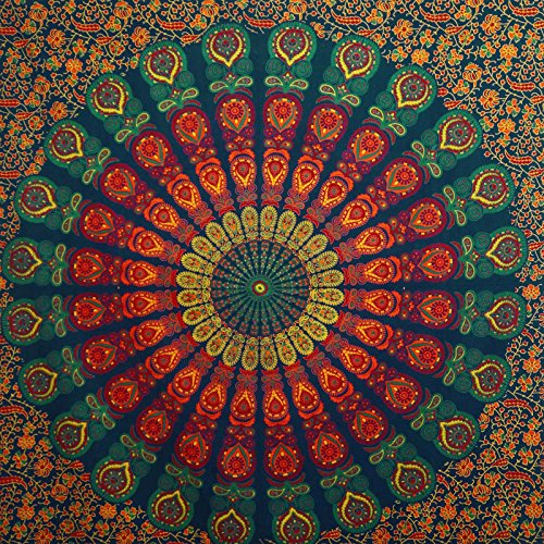Blaue Mandala Tapestry Indian Cotton Tapestry Twin Größe Wandbehang Decor - 2