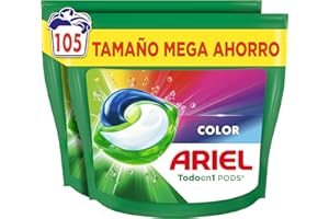 Ariel PODS Todo en 1 Detergente Lavadora Liquido 105 Capsulas/Pastillas, Jabon Extra Cuidado del Color, Mas Color y Brillo, Limpieza Profunda