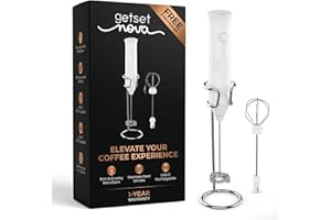 NOVA MILK FROTHER Rechargeable Milk Frother Handheld with Stand - Mini Electric Hand Whisk, Coffee Frother & Mixer Milk Frothers Coffee Whisk for Hot Chocolate, Cappuccino, Egg with Powerful Motor (White)