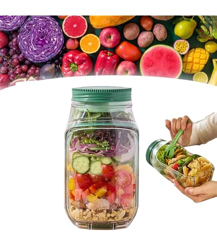 Lot De 2 Dosettes à Salade Verticales – Compartiments Séparés, Anti-fuite, Avec Bol Intégré, Pour Repas équilibrés