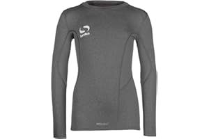 Sondico Kids Long Sleeve Core Base Layer Compression Fit Sports Top Junior Boys Tshirt (Grey Marl, 11-12 Yrs)