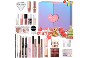 BEAUTY GLAZED Beauté 26 Pièces Coffret de Noël, Kit cosmétique complet avec ombres à paupières, fond de teint, correcteur, brillant à lèvres, blush et eyeliner, kit cadeau de Noël pour les femmes et les filles