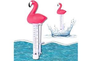 BARVERE Pool Thermometer Floating, Shatterproof Thermometer Water, Pool Thermometer Bath with Cord, Bath Thermometer for Outdoor & Indoor Pools, Spas, Hot Tubs, Aquariums and Fish Ponds (Flamingo)