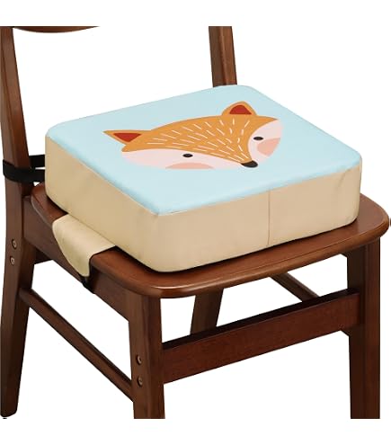Zicac Réhausseur Coussin Siège Chaise Haute Portable Avec Boucle Sécurité - Motif Animaux Cartoon Pour Bébé Enfant (Bleu/Jaune)