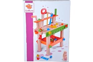 EICHHORN Kids Work Bench & Tools | 39cm Tall Colourful Toy Workbench comes with 49 Fun Tools & Accessories | Ages 3+