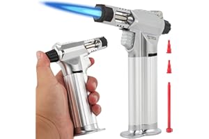 M TIME C CLUB Tutto in metallo, bruciatore per saldatura, bruciatore professionale da cucina con blocco di sicurezza, fiamma multiuso ricaricabile regolabile, ricaricabile per barbecue, all'aperto, cottura,
