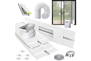 Aozzy 95"Sliding Door Air Conditioner Vent Kit with φ5.9"AC Hose Security Lock and Door Sealing Strip, Universal 5.1/5.9"Hose Adapter,for Sliding Door/Window Portable Air Conditioner Seal Unit