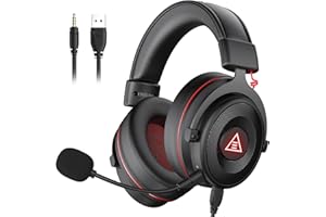 EKSA Casque Gaming, Son Surround 7.1 Casque Gamer Filaire avec ENC Antibruit Micro avec USB/Audio Jack 3,5mm, avec Lumière LED pour PC/Switch/PS4/PS5/Xbox