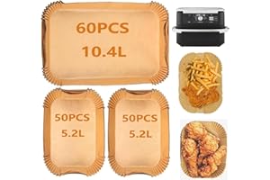 Waabose 160 Pièces Papier Cuisson Air Fryer Ninja AF500EU/AF500EUCP, Résistant à la chaleur, Papier Friteuse Jetable Air Fryer Accessories Plat Pour Ninja Foodi Flex 10,4L/Cosori Air Fryer 10L