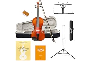 ffalstaff V01 Violino Laminato Finitura Lucida 4/4 - Completo di Archetto, Custodia, Blocchetto di Colofonia, Leggio Richiudibile, Libro Tecnica Fondamentale del Violino e Metodo Bona Ed. Salatino