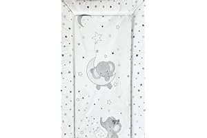KAM Labelz Baby Nursery Waterproof Soft Padded Changing Mat| Raised Soft Edges, Easy Wipe Clean| Unisex Nappy Change Cute Lovely Animal Design for Girl Boy (Elephant on Moon)