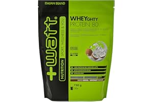 +WATT Wheyghty Protein 80 - Integratore a Base di Proteine del Latte all'80% - Formato: 750 g Doypack - Gusto: Cocco