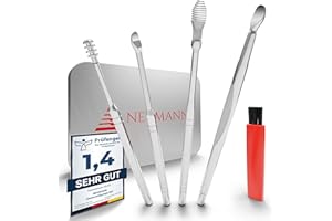 LAUTER SCHUTZ NEUMANN® Set per la pulizia dell'orecchio riutilizzabile in acciaio inossidabile con pratica scatola di conservazione