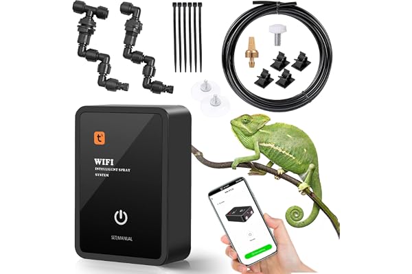 Système de Brumisation Intelligent pour Reptiles, Système de brumisation Automatique avec Double tête Réglable à 360° pour Terrarium, la forêt Tropicale, Plantes d'intérieur