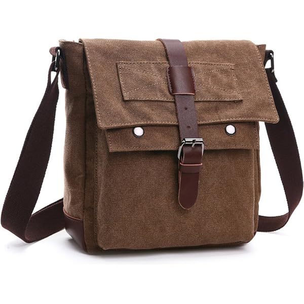 Sac Bandoulière Eysee En Toile Et Cuir - Sac Cartable Vintage Pour Homme Et Femme