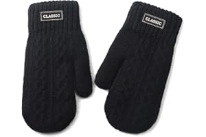 Oneshlee Fausthandschuhe Herren, Fäustlinge Strick Handschuhe Herren Warme, Winterhandschuhe Fleece Skihandschuhe Männer Winter, Baumwollhandschuhe, Thermo Gloves Men Camping, Outdoor, Fahrrad