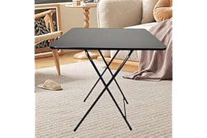 Shienfir Folding Dinner Table Square Solid MDF 4 Persons, Personal Folding Table TV Dinner Folding Trays Camping Table, Kitchen Table for Indoor Outdoor for Camping, Picnic and Party Black