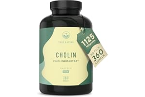 ‎TRUE NATURE Cholin Bitartrat Kapseln - 360 Kapseln - *Leberkur, Homocystein & Fettstoffwechsel (EFSA) - Vegan, Deutsche Produktion - TRUE NATURE®