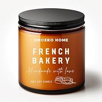 Bougie Parfumée Cire De Soja - Parfum Croissant - 450g, 60h De Combustion - Mèche Bois