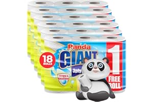 Panda Giant Kitchen Roll - 18 Kitchen Towels, Super Absorbent Sheets, 3Ply Paper Rolls Bulk Buy, Superior Performance for Your Cleaning Needs - Paper Hand Towels (White, 18) (White, 18)