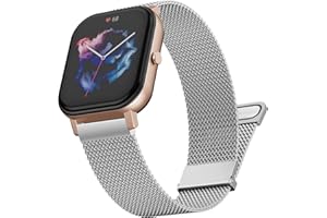 Songsier Metalowy pasek do Amazfit GTS, GTS 2, GTS 3, GTS 4, GTS 2 Mini, GTS 2e, GTR 42 mm, Bip, Bip, S/Bip U, 20 mm, pasek ze stali nierdzewnej do Galaxy Watch Active2, Galaxy Watch 42 mm, Galaxy Watch 3, 41 mm