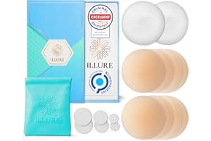 ILLURE® Cache Teton - Cache-tétons pour Femmes avec Protection des mamelons - Cache tétons réutilisables & lavables - Cache Teton Invisible en Silicone de Haute qualité [8 cm Ø]