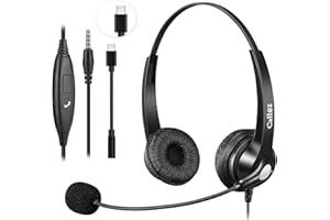 Callez 3,5mm Klinke PC Headset mit Mikrofon Noise Cancelling, Type-C Headset Handy mit Kabel für Laptop iPhone Samsung FritzFon C6 X6 Mac iPad Teams Zoom Büro Home Office, Ultra Komfort