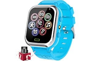 YEDASAH Montre Connectée Enfant - Smartwatch Telephone Fille Garçon avec Appel SOS,11 Jeux Caméra Musique Alarme Podomètre Calculatrice Smart Watch Intelligente pour Enfants 4-12 Ans Cadeau,Bleu