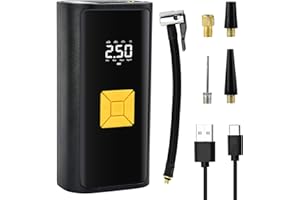 AUTOJARE Elektryczna pompka powietrza 6000 mAh, akumulator 150 psi, mini kompresor z cyfrowym wyświetlaczem i oświetleniem awaryjnym, przenośna pompka rowerowa do samochodu, roweru, motocykla, piłek