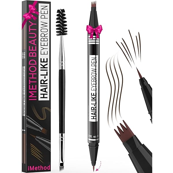 3D Microblading Augenbrauenstift Wasserfest – 2-in-1 Mit 4-Zacken-Applikator, Dark Brown