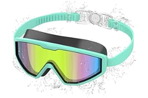 Ambienden Gafas de Natación Niño con Anti-Vaho y UV, Visión Panorámica, Ajuste 1 Botón, Sello de Silicona, Unisex para 3-12 Años