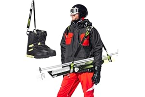 BOOSTEADY Esquí Correa y Correa para Transportar Bastón, Ski Straps Ajustables con Correas de Hombro Antideslizantes y Hebilla Metálica Correas de Transporte para Bastones Portaesquís Botas