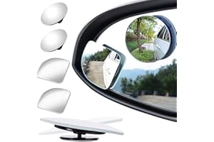SUNERLY Lot de 4 miroirs d’angle mort pour rétroviseur, rotation réglable 360° inclinaison réglable, en forme d’éventail, miroir HD rond de sans cadre