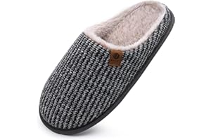 ONCAI Mens Slippers Memory Foam Slippers Slip On Warm Fluffy House Indoor/Outdoor Shoes With Anti-skid Sole