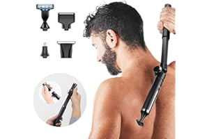 FERRISA Back Shaver for Mens Electric, Body Hair Trimmer Men Shave with Adjustable Extendable Handle, 5-in-1 Mens Back Shaver with Travel Lock, Self-Service Body Hair Trimmer for Wet or Dry Shaving