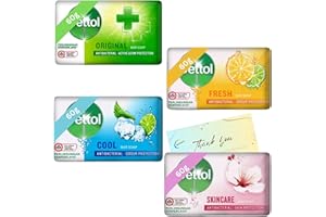 Antibacterial Soap Bundle with 4 Pack Soap Bars (Original, Skincare, Cool and Fresh) 60g each and Glameno Thank You Card