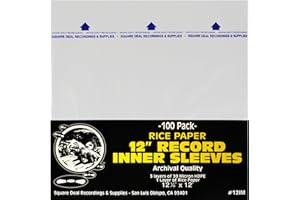 SQUARE DEAL RECORDINGS & SUPPLIES (100) 12" Record Inner Sleeves - 3-Layers of Archival Quality, Anti-Static HDPE with Rice Paper Enclosed Insert for Extra Rigidity #12IM
