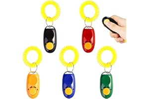 IRYNA 5 Pack Clickers for Dog Training, Practical Dog Clicker Training, Pet Training Clickers Tool, Colorful Dog Clickers Button Training Clickers Dog Whistles with Comfortable Wrist Strap