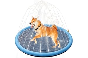 Griwuut Piscina per Cani, Tappetino da gioco per cani 100 cm, Pieghevole, con Funzione di Spruzzatura, Giocattolo Acquatico Portatile per Estate, Tappetino Antiscivolo Durevole per Gioco