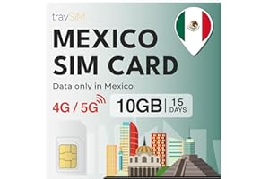 travSIM Carte SIM pour Mexique | 15 jours – 10 Go SIM de données | Données haute vitesse 5G/4G | Accès Internet illimité pour Google, Facebook, WhatsApp, Instagram et plus encore
