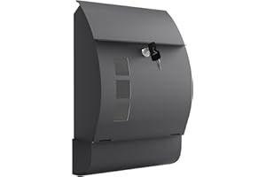 RPNB Wall-Mounted Letterbox, Lockable Weatherproof Post Box, Outdoor Mailbox with Newspaper Slot, Viewing Windows and Keys, Easy to Install