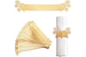 URROMA Lot de 50 Ronds de Serviette réfléchissants dorés en Papier Rose pour Mariage, dîner, fête, décoration de Table