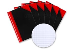 Bantex Notizbuch A6 kariert, 192 Seiten, 70 g/m², Hardcover, schwarz, 6 Stück